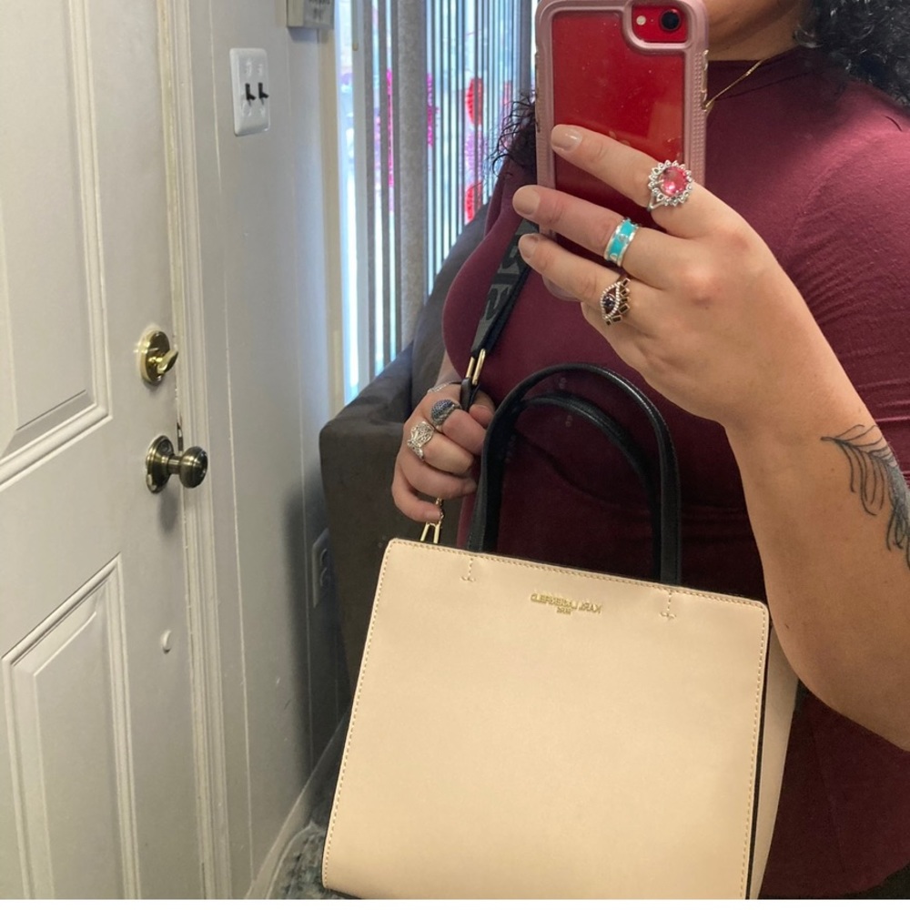 Karl lagerfeld leather bag tan and black